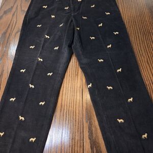 346 Brooks Brothers Corduroy Pants Mens 40 X 34 Embroidered Retriever Dogs Brown